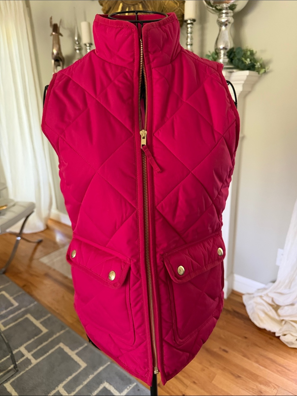 J. Crew Vibrant Pink Quilted Puffer Vest